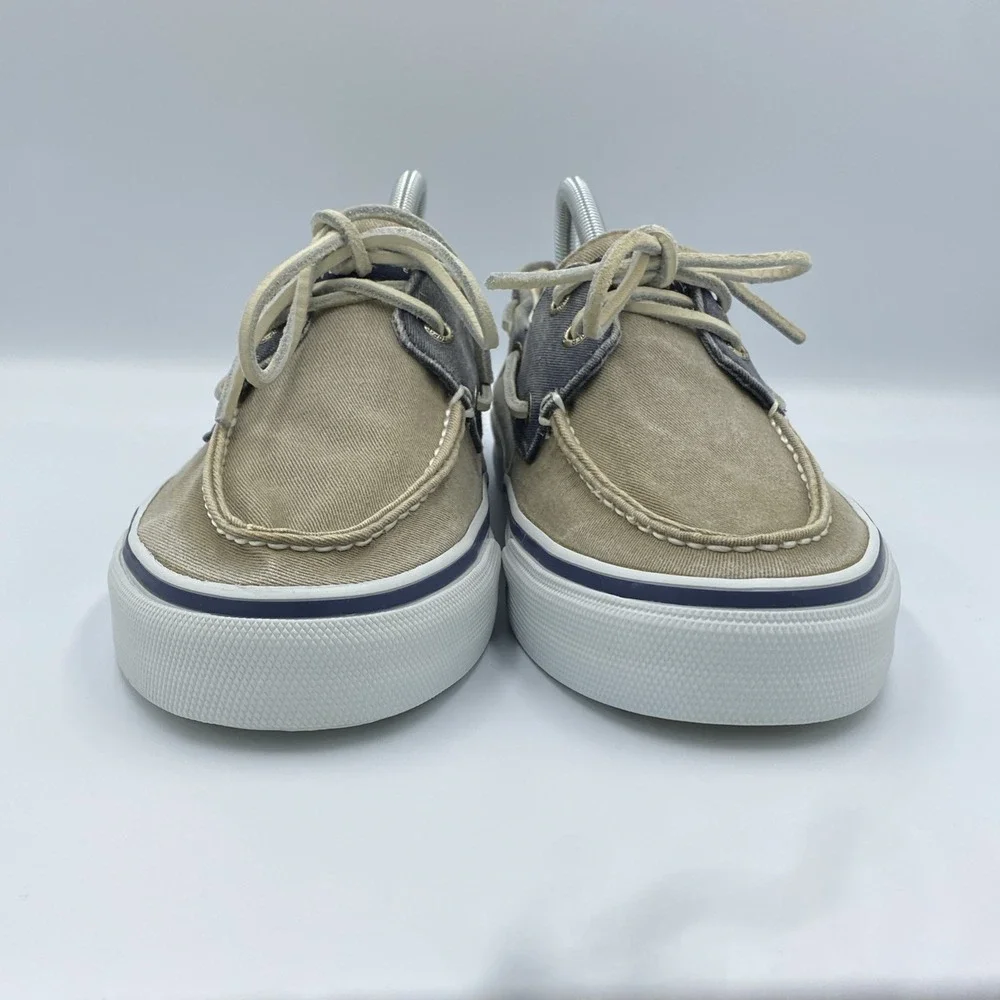Sperry Top-Sider Bahama II 2-Eye Men's 9.5M Navy Taupe Canvas Boat Shoes 0538207